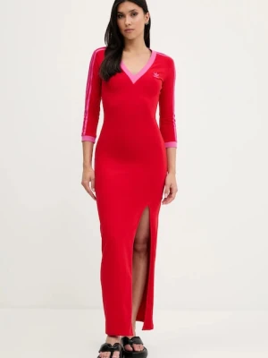adidas Originals sukienka Maxi Dress V kolor czerwony maxi dopasowana JW3668