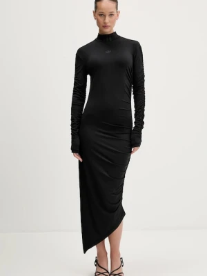 adidas Originals sukienka Ruched kolor czarny maxi dopasowana JW2806