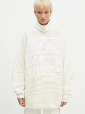 adidas Originals sweter bawełniany OS Turtleneck kolor beżowy ciepły z golfem IX0965