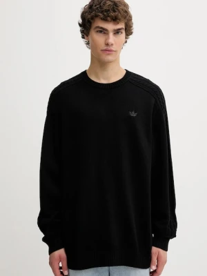 adidas Originals sweter bawełniany P Ess Knit Crew męski kolor czarny lekki JY2648