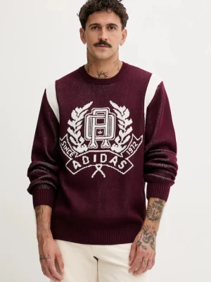 adidas Originals sweter bawełniany Varsity Regular męski kolor bordowy JX8215