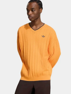 adidas Originals sweter męski z bawełną Cable Knit pomarańczowy