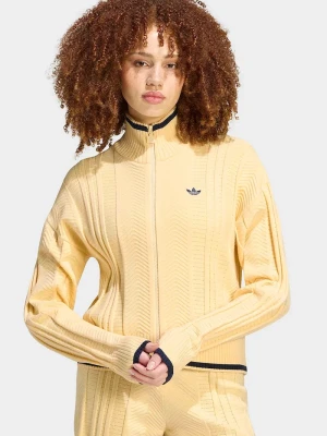 adidas Originals sweter rozpinany damski z wiskozą Cable Knit Firebird żółty