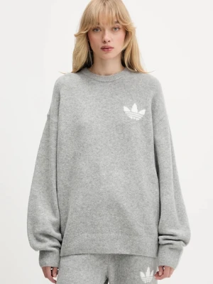 adidas Originals sweter z dodatkiem wełny Knitted Sweater damski kolor szary ciepły KF2341