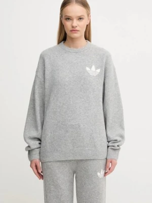 adidas Originals sweter z dodatkiem wełny Knitted Sweater damski kolor szary ciepły KF2341