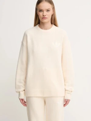 adidas Originals sweter z domieszką wełny Knitted Sweater damski kolor beżowy KF2339