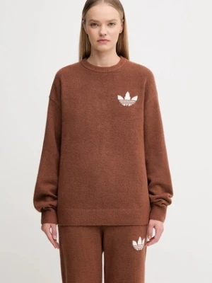 adidas Originals sweter z domieszką wełny Knitted Sweater damski kolor brązowy KF2340