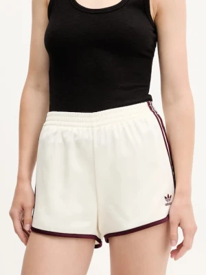 adidas Originals szorty 3-Stripes damskie kolor beżowy z aplikacją high waist KA7739