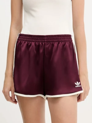adidas Originals szorty 3-Stripes damskie kolor bordowy gładkie high waist KA7738
