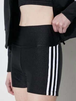 adidas Originals szorty 3-Stripes damskie kolor czarny z aplikacją high waist  IP0724