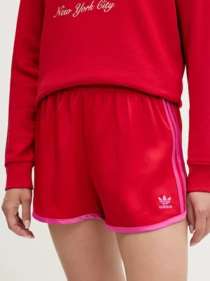 adidas Originals szorty 3-Stripes damskie kolor czerwony z aplikacją high waist JZ3513