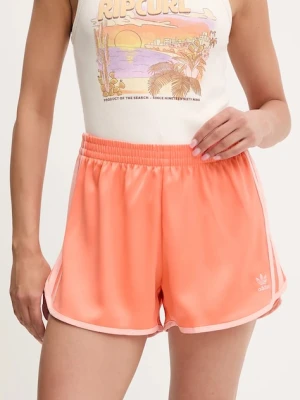 adidas Originals szorty 3-Stripes damskie kolor pomarańczowy gładkie high waist JD3122
