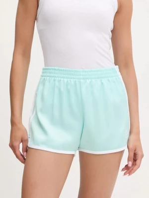 adidas Originals szorty 3-Stripes damskie kolor turkusowy z aplikacją medium waist JD3123