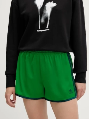 adidas Originals szorty 3-Stripes damskie kolor zielony z aplikacją medium waist JZ3512