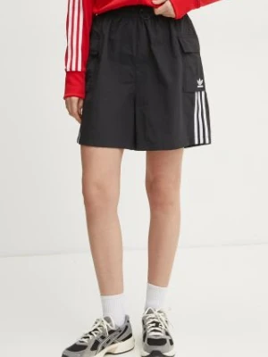 adidas Originals szorty 3S Cargo Shorts damskie kolor czarny z aplikacją high waist JH1077