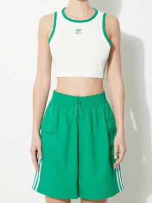 adidas Originals szorty 3S Cargo Shorts damskie kolor zielony z aplikacją high waist JH1073