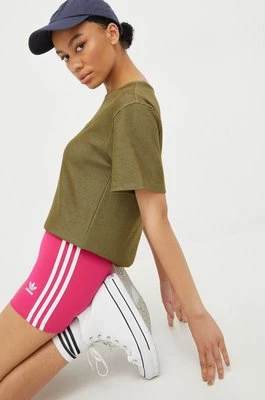 adidas Originals szorty Adicolor damskie kolor różowy z aplikacją high waist HG6123-REMAG