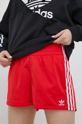 adidas Originals szorty Adicolor HE9495 damskie kolor czerwony gładkie high waist HE9495-VIVRED