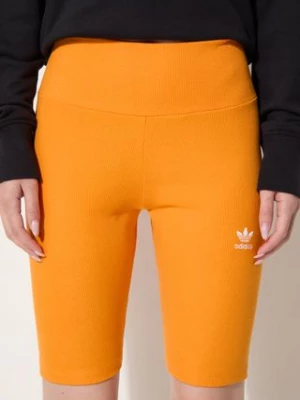 adidas Originals szorty Adicolor HF7483 damskie kolor pomarańczowy z aplikacją high waist HF7483-BORANG