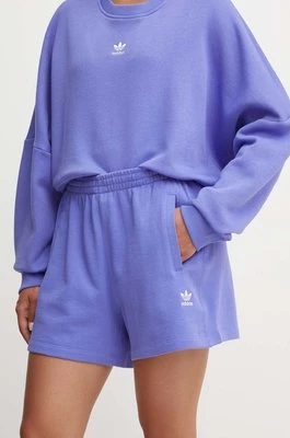 adidas Originals szorty bawełniane Essential kolor fioletowy gładkie high waist IW5708