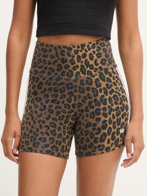 adidas Originals szorty Booty Short damskie kolor brązowy wzorzyste high waist JW7306