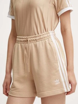 adidas Originals szorty damskie kolor beżowy z aplikacją high waist IY2159