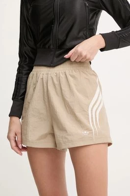 adidas Originals szorty damskie kolor beżowy z aplikacją high waist IY9238