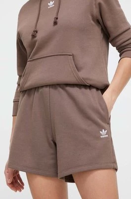 adidas Originals szorty damskie kolor brązowy gładkie high waist IR5957