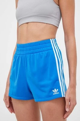 adidas Originals szorty damskie kolor niebieski wzorzyste high waist