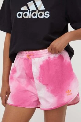 adidas Originals szorty damskie kolor różowy wzorzyste high waist