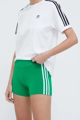 adidas Originals szorty damskie kolor zielony z aplikacją high waist
