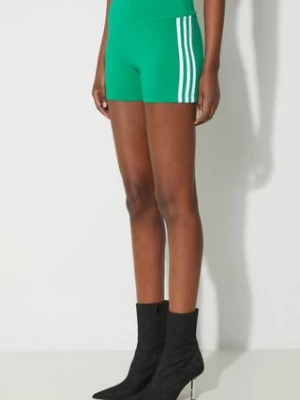 adidas Originals szorty damskie kolor zielony z aplikacją high waist