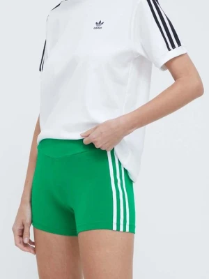 adidas Originals szorty damskie kolor zielony z aplikacją high waist