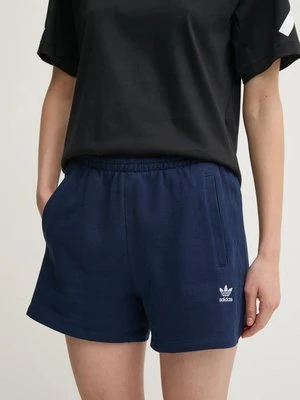 adidas Originals szorty Essential damskie kolor granatowy gładkie high waist JC8976