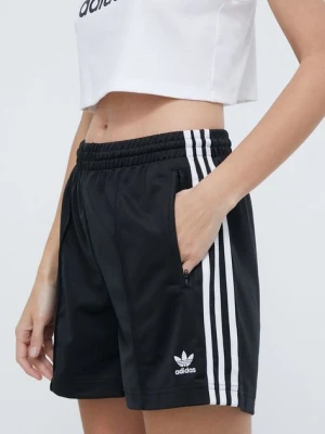 adidas Originals szorty Firebird damskie kolor czarny z aplikacją high waist IU2425