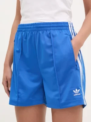 adidas Originals szorty Firebird damskie kolor fioletowy z aplikacją high waist JD0817