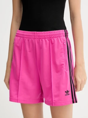 adidas Originals szorty Firebird damskie kolor różowy z aplikacją high waist JW5049