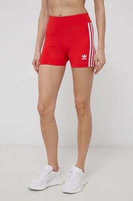 adidas Originals Szorty HC1958 damskie kolor czerwony gładkie high waist HC1958-VIVRED