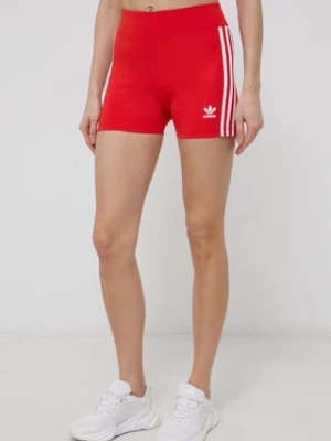 adidas Originals Szorty HC1958 damskie kolor czerwony gładkie high waist HC1958-VIVRED