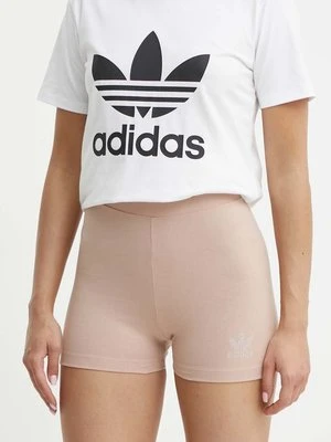 adidas Originals Szorty HF9202 damskie kolor brązowy gładkie high waist