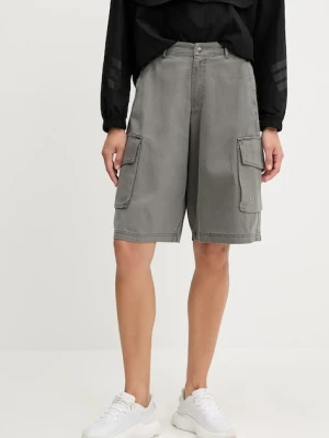adidas Originals szorty jeansowe Cargo Jorts damskie kolor szary gładkie high waist JD0139