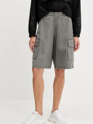 adidas Originals szorty jeansowe Cargo Jorts damskie kolor szary gładkie high waist JD0139