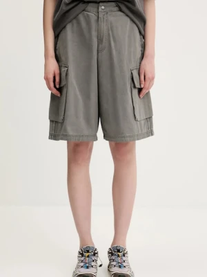 adidas Originals szorty jeansowe Cargo Jorts damskie kolor szary gładkie high waist JD0139