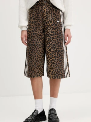 adidas Originals szorty jeansowe damskie kolor brązowy wzorzyste high waist KA2676