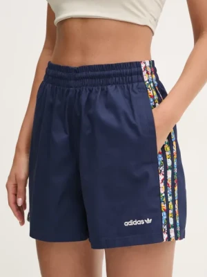 Zdjęcie produktu adidas Originals szorty Liberty damskie kolor granatowy wzorzyste high waist JC7777