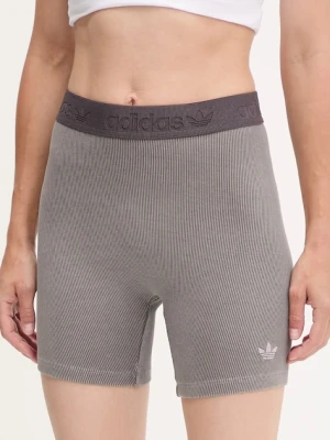 adidas Originals szorty Rib Shorts Wash damskie kolor szary gładkie high waist JW3592