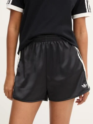 adidas Originals szorty Ruffle Shorts damskie kolor czarny z aplikacją high waist KC8816