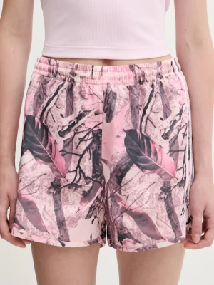 adidas Originals szorty Satin Shorts damskie kolor różowy wzorzyste high waist KC8808