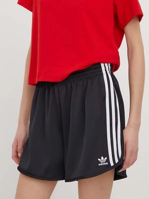 adidas Originals szorty Satin sprint damskie kolor czarny z aplikacją high waist IU2528