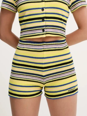 adidas Originals szorty Towel S Shorts damskie kolor żółty wzorzyste high waist JC5331